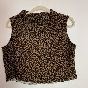High neck leopard tank top